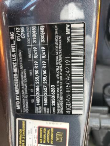 4JGDA5HB5CA042191 - 2012 MERCEDES-BENZ ML 350 4MATIC GRAY photo 13