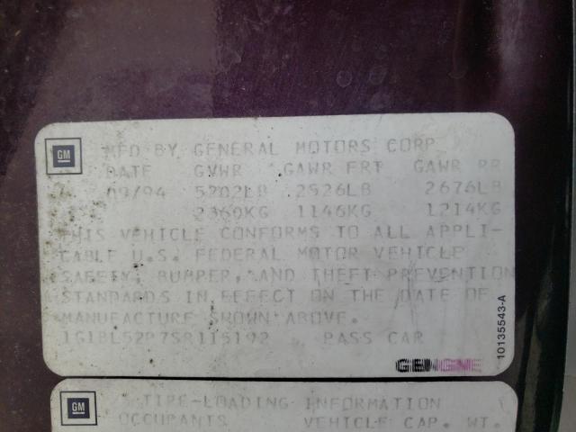 1G1BL52P7SR115192 - 1995 CHEVROLET CAPRICE / CLASSIC SS BURGUNDY photo 13