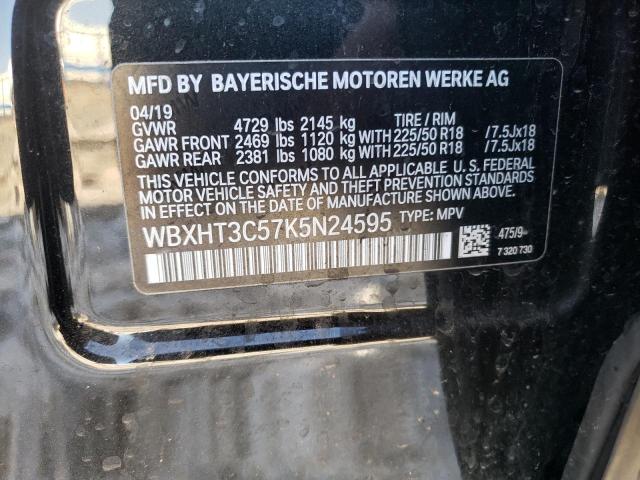 WBXHT3C57K5N24595 - 2019 BMW X1 XDRIVE28I BLACK photo 12