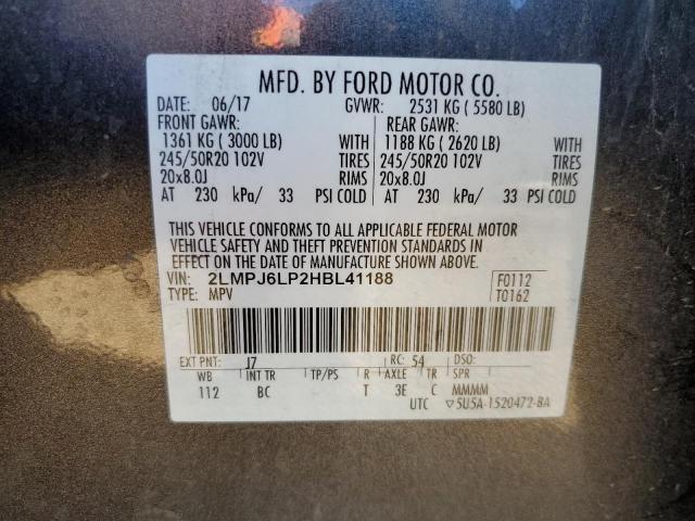 2LMPJ6LP2HBL41188 - 2017 LINCOLN MKX RESERVE 灰色 照片 12