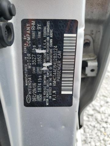 KMHCT4AE8HU283124 - 2017 HYUN ACCENT SE SILVER photo 12