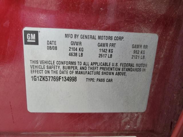 1G1ZK57769F134998 - 2009 CHEVROLET MALIBU LTZ MAROON photo 13