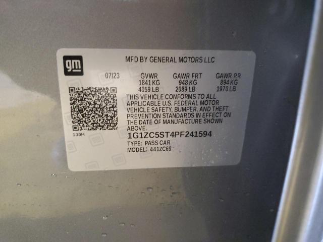 1G1ZC5ST4PF241594 - 2023 CHEVROLET MALIBU LS ნაცრისფერი ფოტო 12