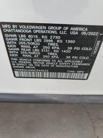 1V2KR2CA8NC544524 - 2022 VOLKSWAGEN ATLAS SE 白色 照片 13
