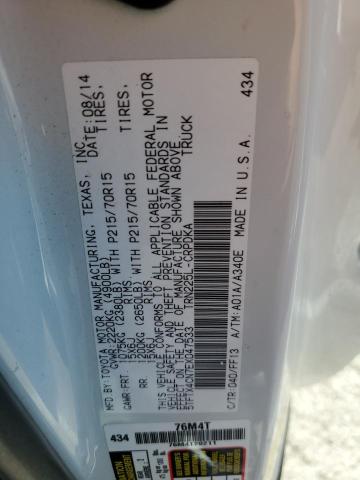 5TFTX4CN7EX047533 - 2014 TOYOTA TACOMA ACCESS CAB Ақ фото 12