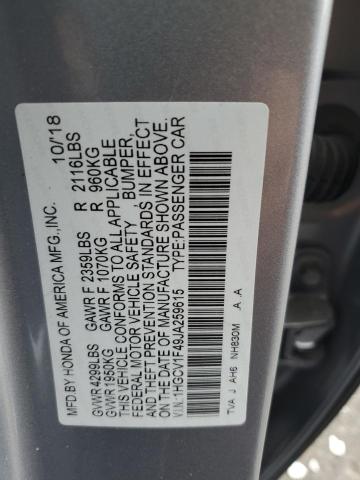 1HGCV1F49JA259615 - 2018 HONDA ACCORD EX SILVER photo 12