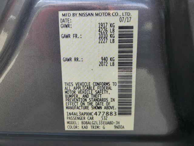 1N4AL3APXHC477883 - 2017 NISSAN ALTIMA 2.5 GRAY photo 12