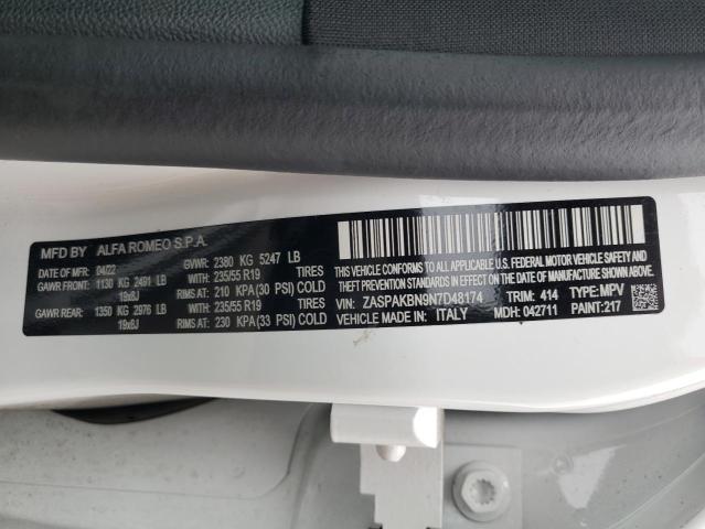 ZASPAKBN9N7D48174 - 2022 ALFA ROMEO STELVIO TI Սպիտակ լուսանկար 14