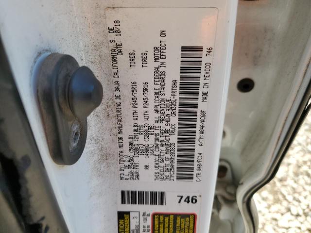 3TMCZ5AN9KM203835 - 2019 TOYOTA TACOMA DOUBLE CAB 白色 照片 12