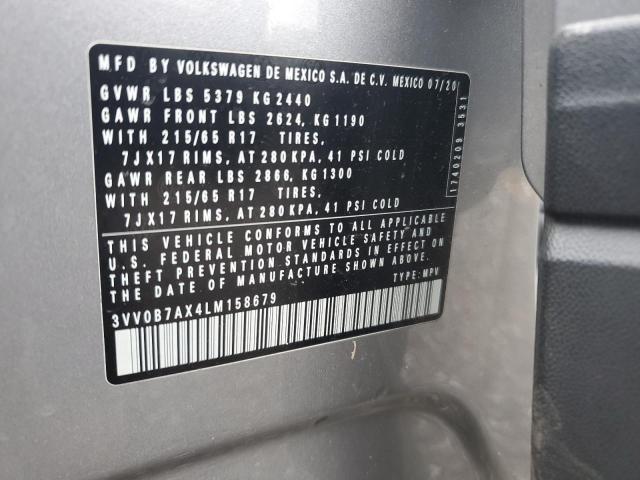3VV0B7AX4LM158679 - 2020 VOLKSWAGEN TIGUAN S Plata foto 13