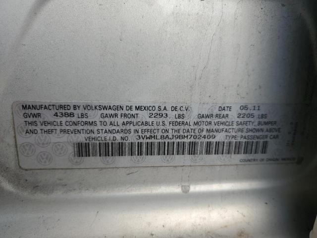 3VWML8AJ9BM702409 - 2011 VOLKSWAGEN JETTA TDI SILVER photo 12