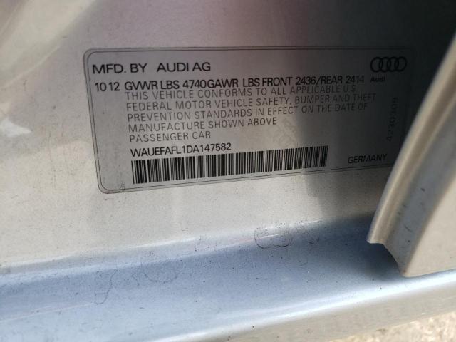 WAUEFAFL1DA147582 - 2013 AUDI A4 PREMIUM PLUS SILVER photo 12