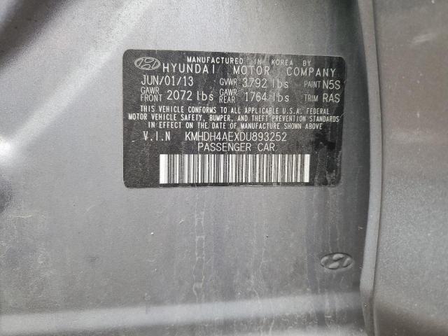 KMHDH4AEXDU893252 - 2013 HYUNDAI ELANTRA GLS SILVER photo 12