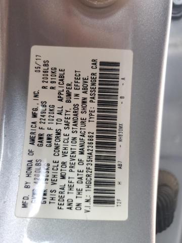 1HGCR2F35HA236862 - 2017 HONDA ACCORD LX SILVER photo 13