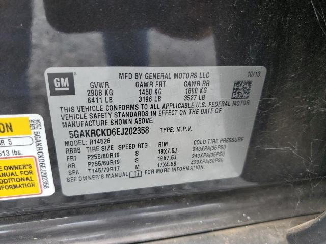 5GAKRCKD6EJ202358 - 2014 BUICK ENCLAVE BLACK photo 13