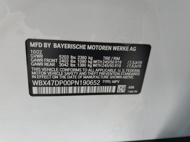 WBX47DP00PN190652 - 2023 BMW X3 SDRIVE30I WHITE photo 14