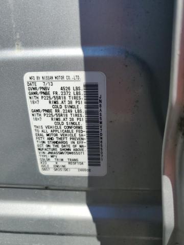 JN8AS5MV7DW655071 - 2013 NISSAN ROGUE S SILVER photo 13