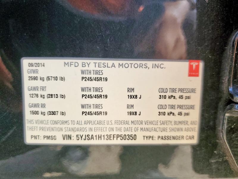 5YJSA1H13EFP50350 - 2014 TESLA MODEL S Boz foto 12