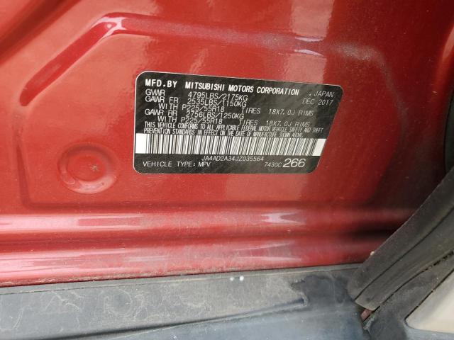 JA4AD2A34JZ035564 - 2018 MITSUBISHI OUTLANDER ES RED photo 13