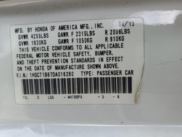 1HGCT1B87DA016260 - 2013 HONDA ACCORD EXL WHITE photo 12