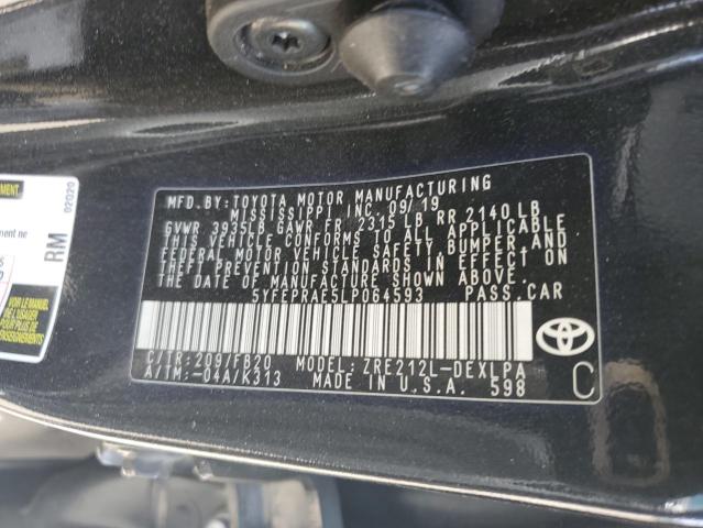 5YFEPRAE5LP064593 - 2020 TOYOTA COROLLA LE Qara foto 12