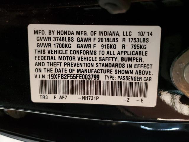19XFB2F55FE003799 - 2015 HONDA CIVIC LX BLACK photo 12