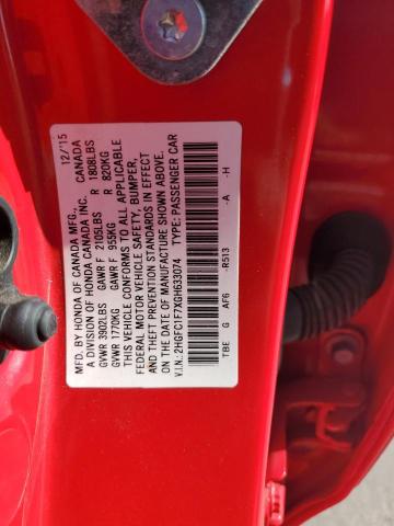 2HGFC1F7XGH633074 - 2016 HONDA CIVIC EXL RED photo 12