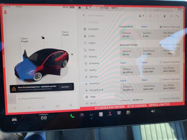 5YJ3E1EA7NF185355 - 2022 TESLA MODEL 3 RED photo 9