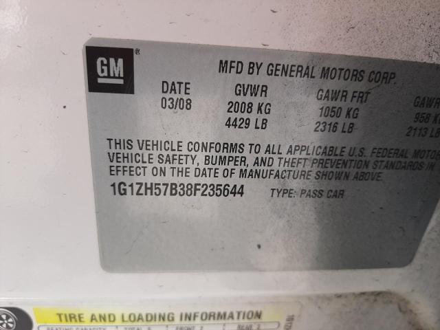 1G1ZH57B38F235644 - 2008 CHEVROLET MALIBU 1LT WHITE photo 12