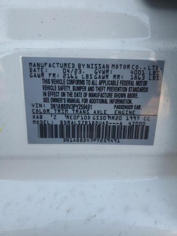 3N1AB8DV3PY259491 - 2023 NISSAN SENTRA SR WHITE photo 12