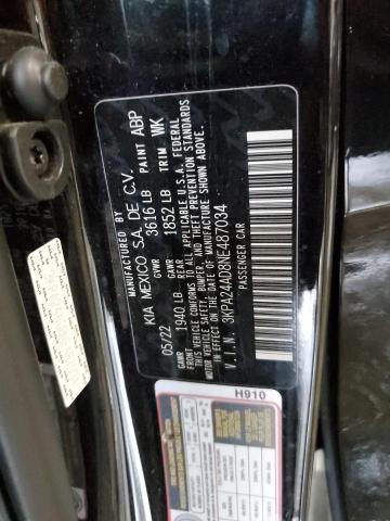 3KPA24AD8NE487034 - 2022 KIA RIO LX BLACK photo 12