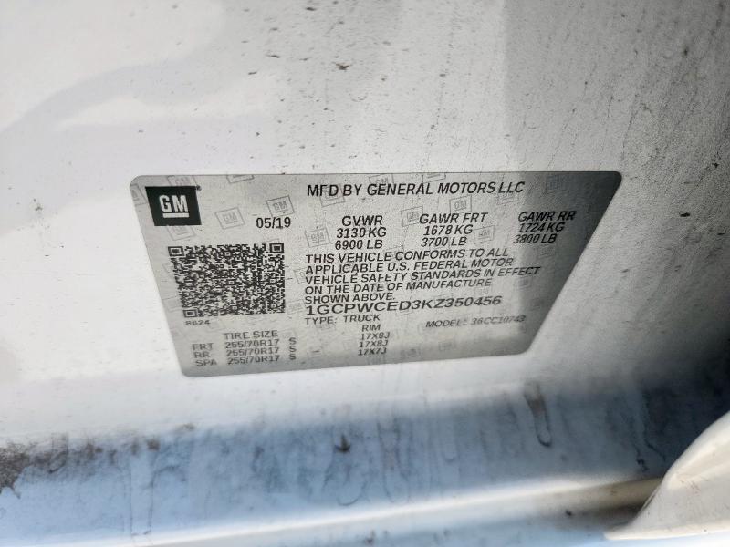 1GCPWCED3KZ350456 - 2019 CHEVROLET SILVERADO C1500 LT Blanco foto 12