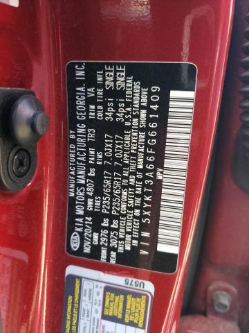 5XYKT3A66FG661409 - 2015 KIA SORENTO LX RED photo 12