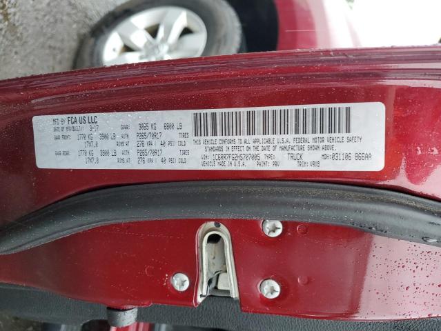 1C6RR7FG2HS707005 - 2017 RAM 1500 ST მუქწითელი ფოტო 12