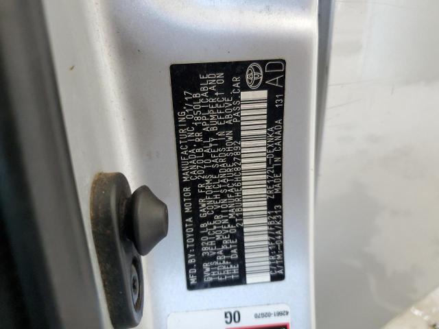 2T1BURHE6HC827892 - 2017 TOYOTA COROLLA L 银色 照片 13