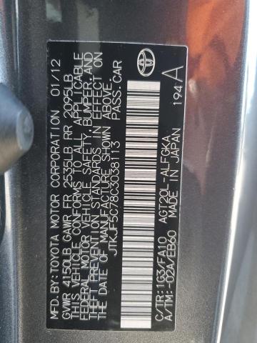 JTKJF5C78C3038113 - 2012 TOYOTA SCION TC 灰色 照片 13