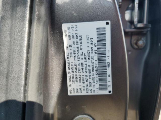 5J8TB18268A001311 - 2008 ACURA RDX GRAY photo 12