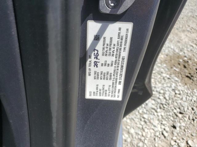 5YJ3E1EA5NF372481 - 2022 TESLA MODEL 3 GRAY photo 12