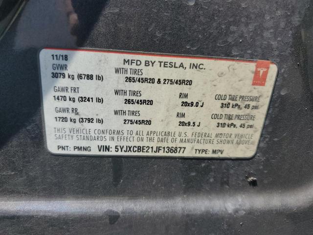 5YJXCBE21JF136877 - 2018 TESLA MODEL X Boz foto 13