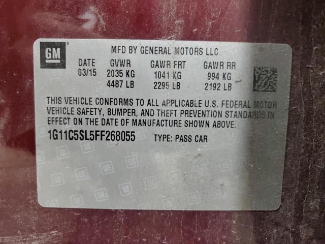 1G11C5SL5FF268055 - 2015 CHEVROLET MALIBU 1LT RED photo 13