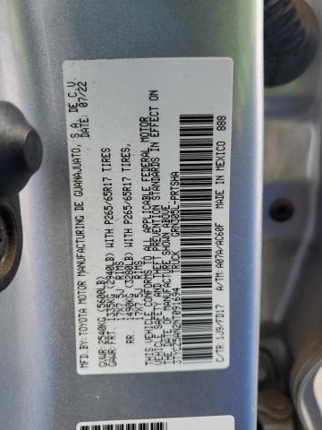 3TYCZ5AN2NT091694 - 2022 TOYOTA TACOMA DOUBLE CAB SILVER photo 12