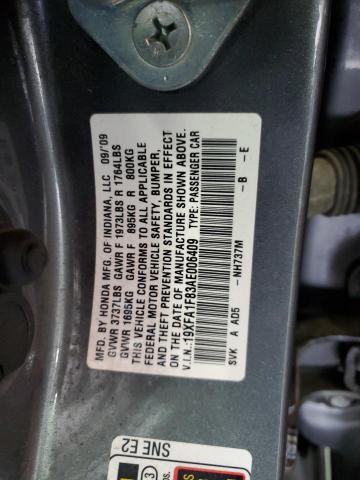 19XFA1F83AE006409 - 2010 HONDA CIVIC EX GRAY photo 12