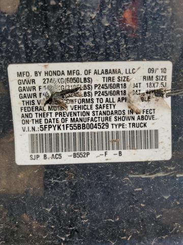 5FPYK1F55BB004529 - 2011 HONDA RIDGELINE RTL 蓝色 照片 12