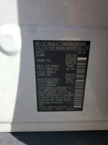 KNMAT2MV4JP567611 - 2018 NISSAN ROGUE S თეთრი ფოტო 14