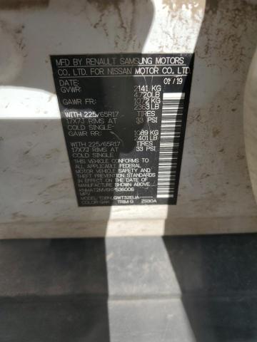 KNMAT2MV6KP536006 - 2019 NISSAN ROGUE S WHITE photo 12