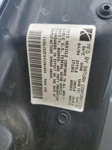 1G8AJ52F64Z201655 - 2004 SATURN ION LEVEL 2 GRAY photo 12