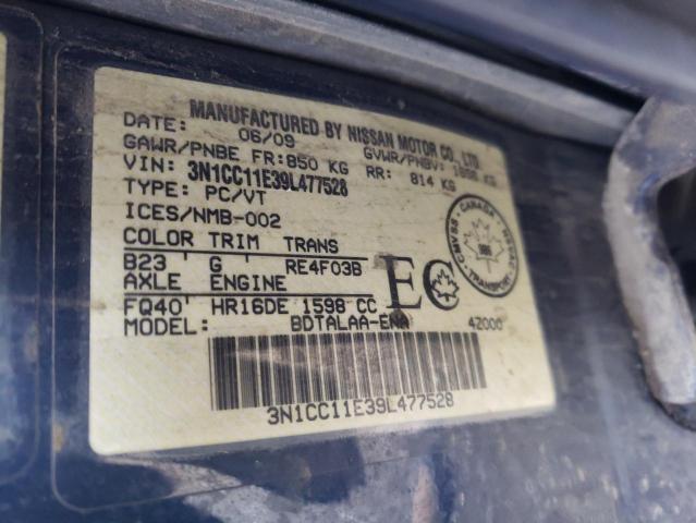 3N1CC11E39L477528 - 2009 NISSAN VERSA S BLUE photo 12