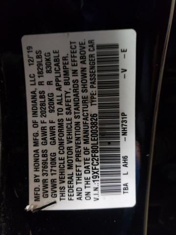 19XFC2F80LE003826 - 2020 HONDA CIVIC SPORT Schwarz Foto 13