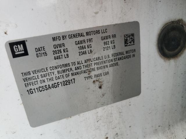 1G11C5SA4GF102917 - 2016 CHEVROLET MALIBU LIM LT WHITE photo 12