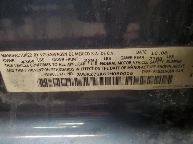 3VWRZ71K69M060006 - 2009 VOLKSWAGEN JETTA SE BLUE photo 12